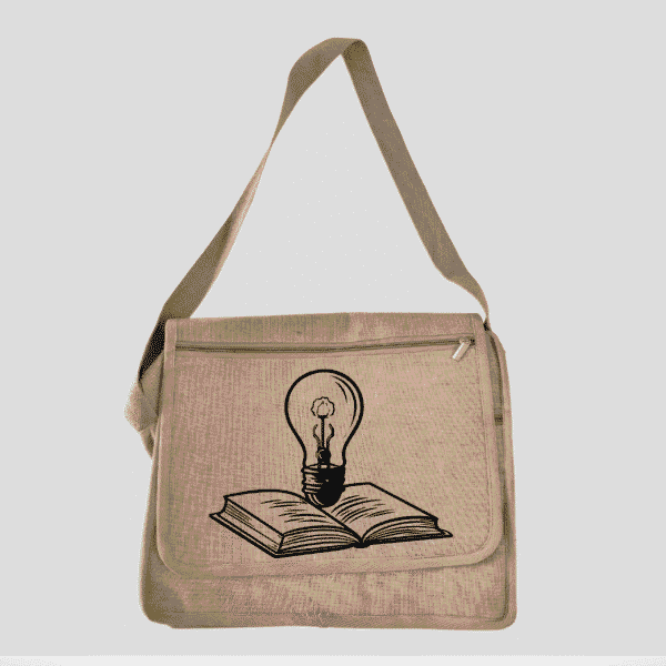 Creative Lightbulb & Book Jute Sling Bag